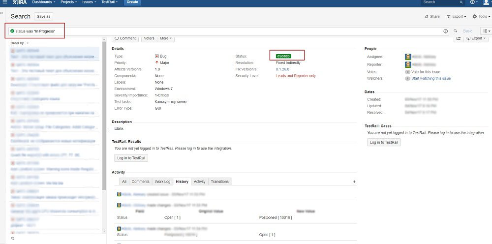 Принтскрин работы в Jira